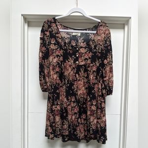 Floral print baby doll dress perfect for fall/winter!